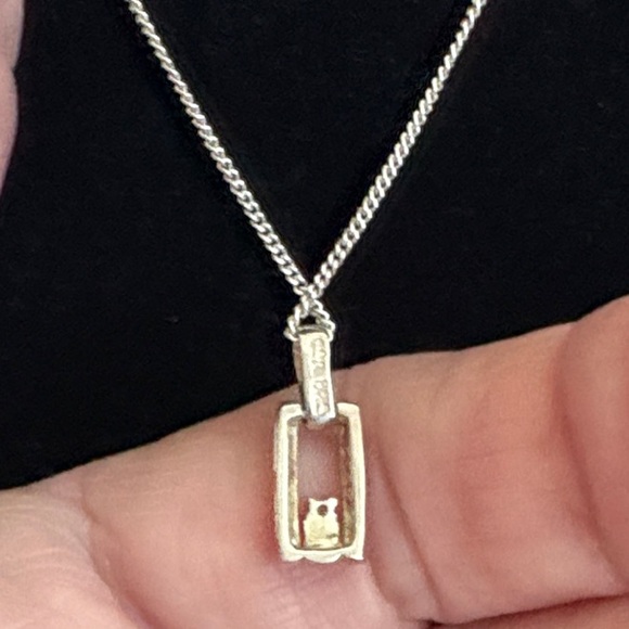 Sleek 925 SilverTiny Diamond Pendant  925 Silverr Necklace - Picture 5 of 7